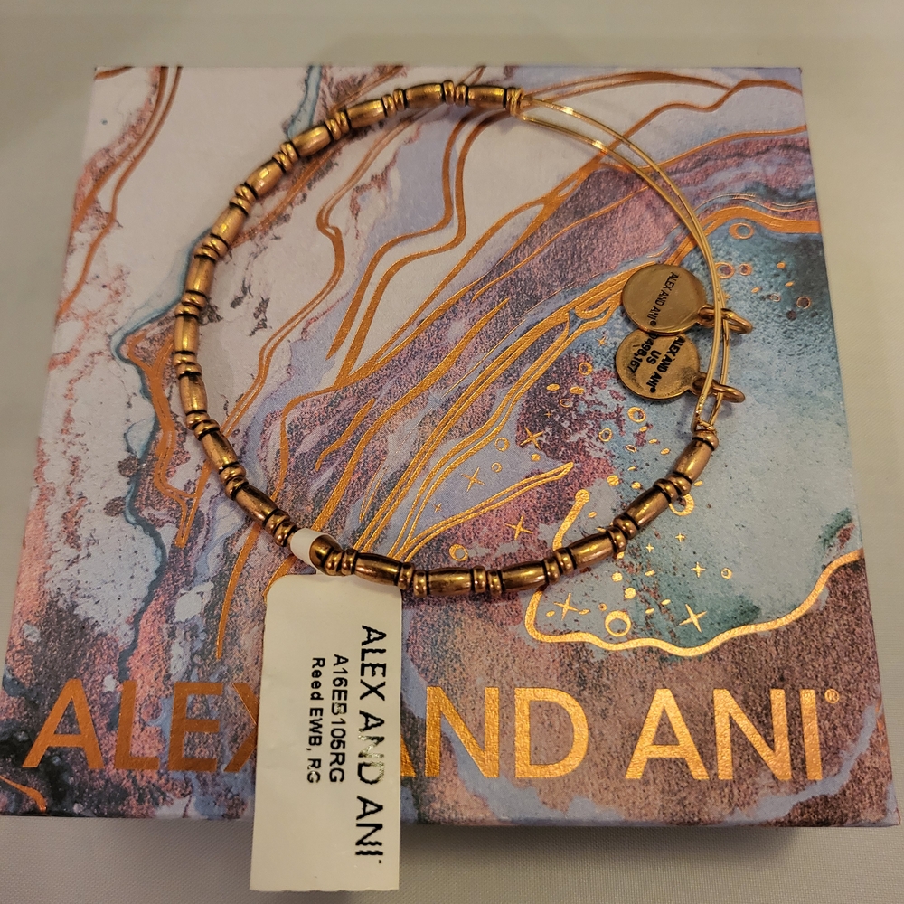 Alex and Ani Reed Gold Beaded Bangle Bracelet